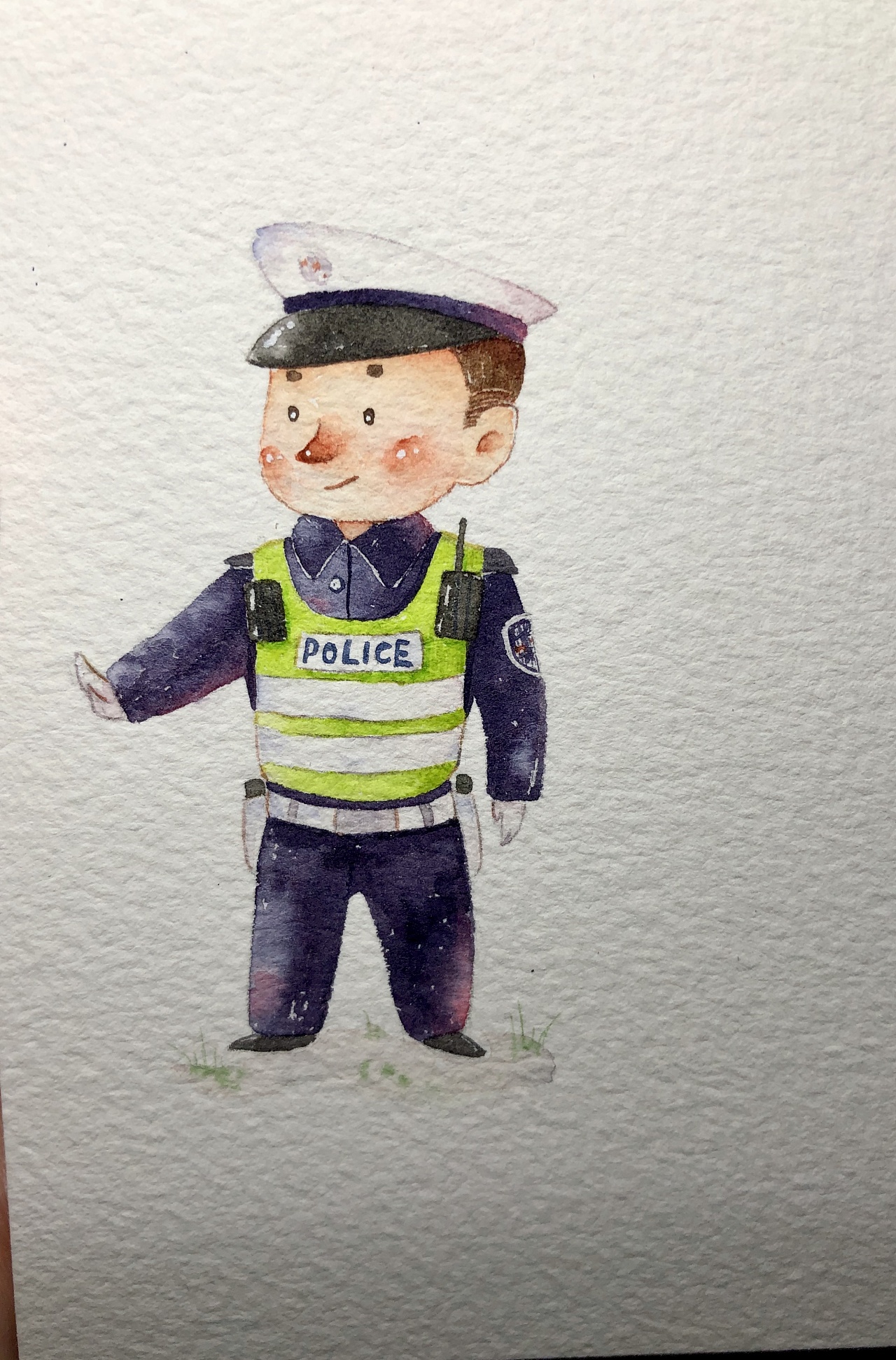 警察叔叔手绘图片