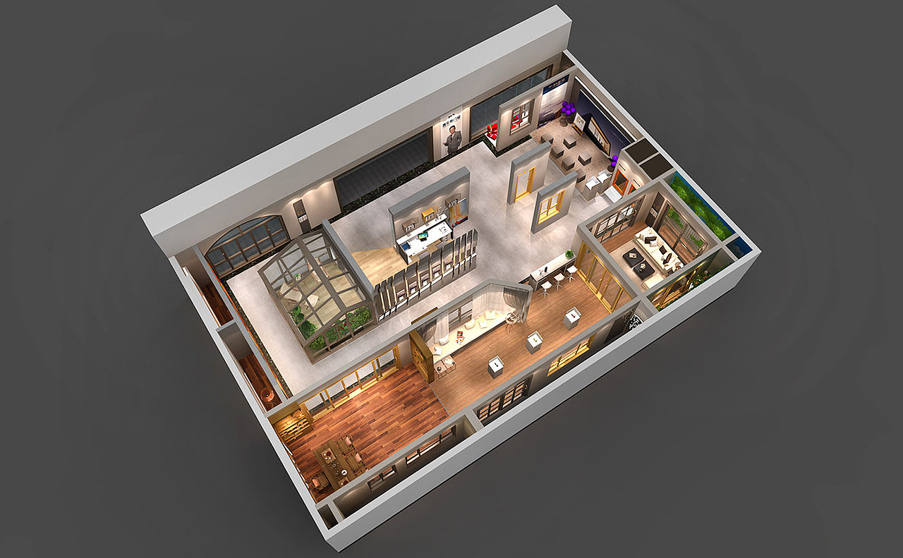 雅乐斯门窗旗舰店 店铺门店门头广告牌3d效果图设计|三维|建筑/空间