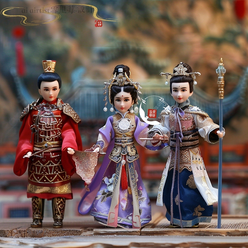 一组中式神仙手办古风美少女唯美可爱治愈系意境壁纸