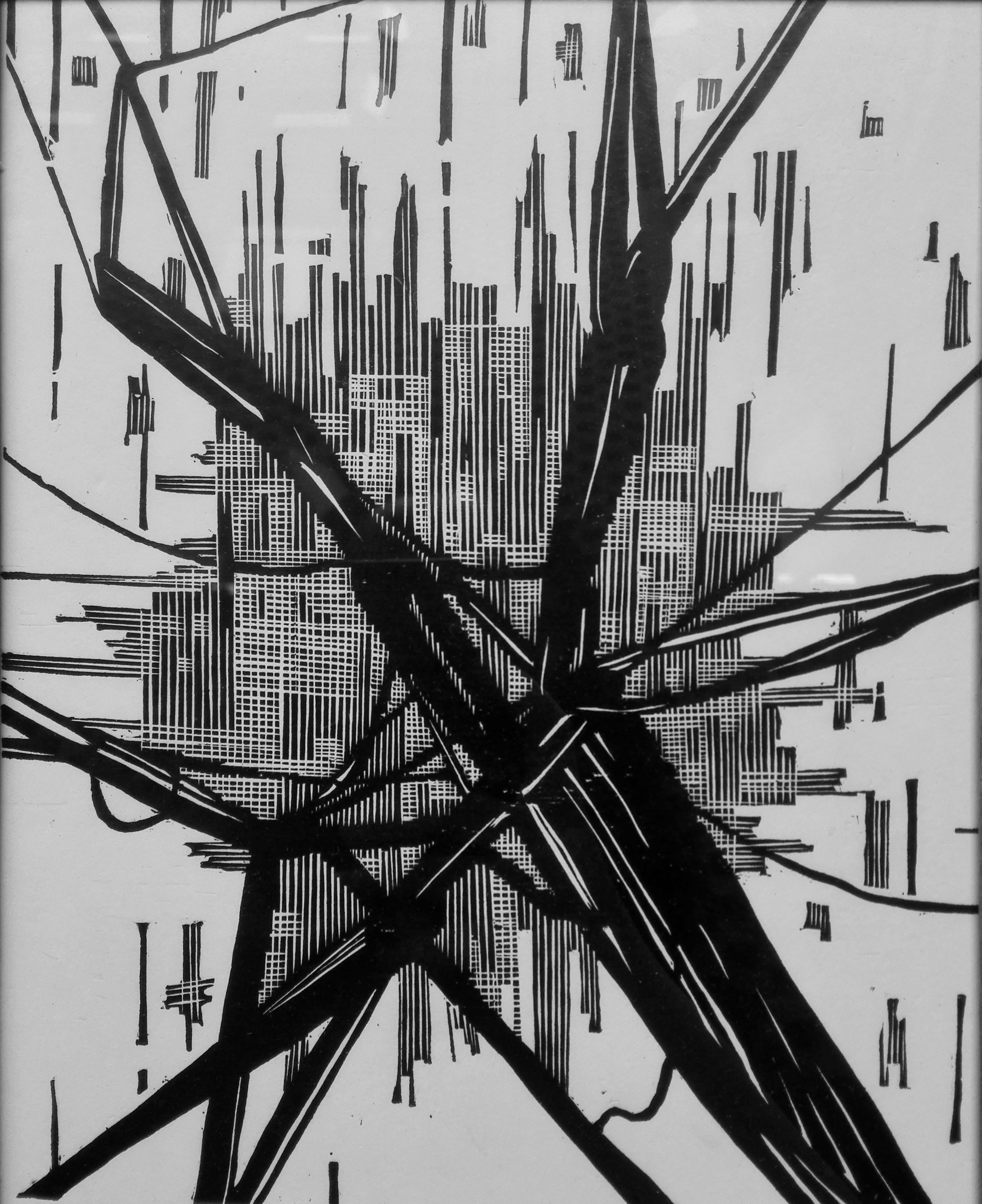 黑白木刻版画《二三十岁》