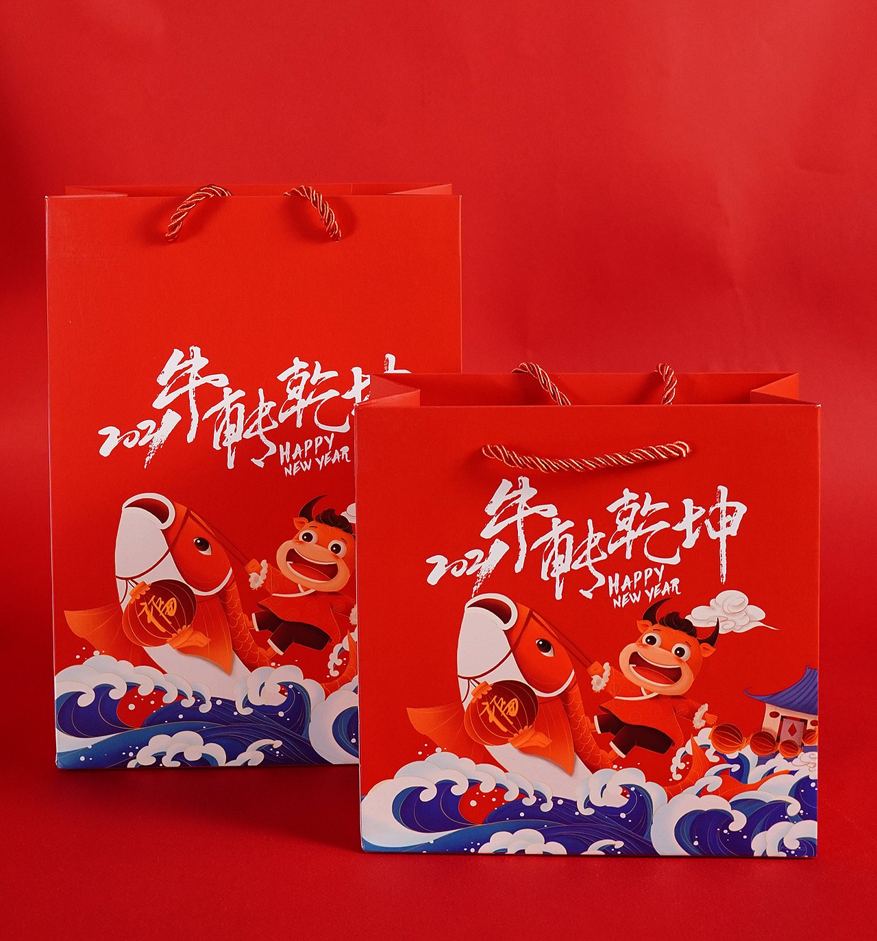 牛年文创手提袋插画创作