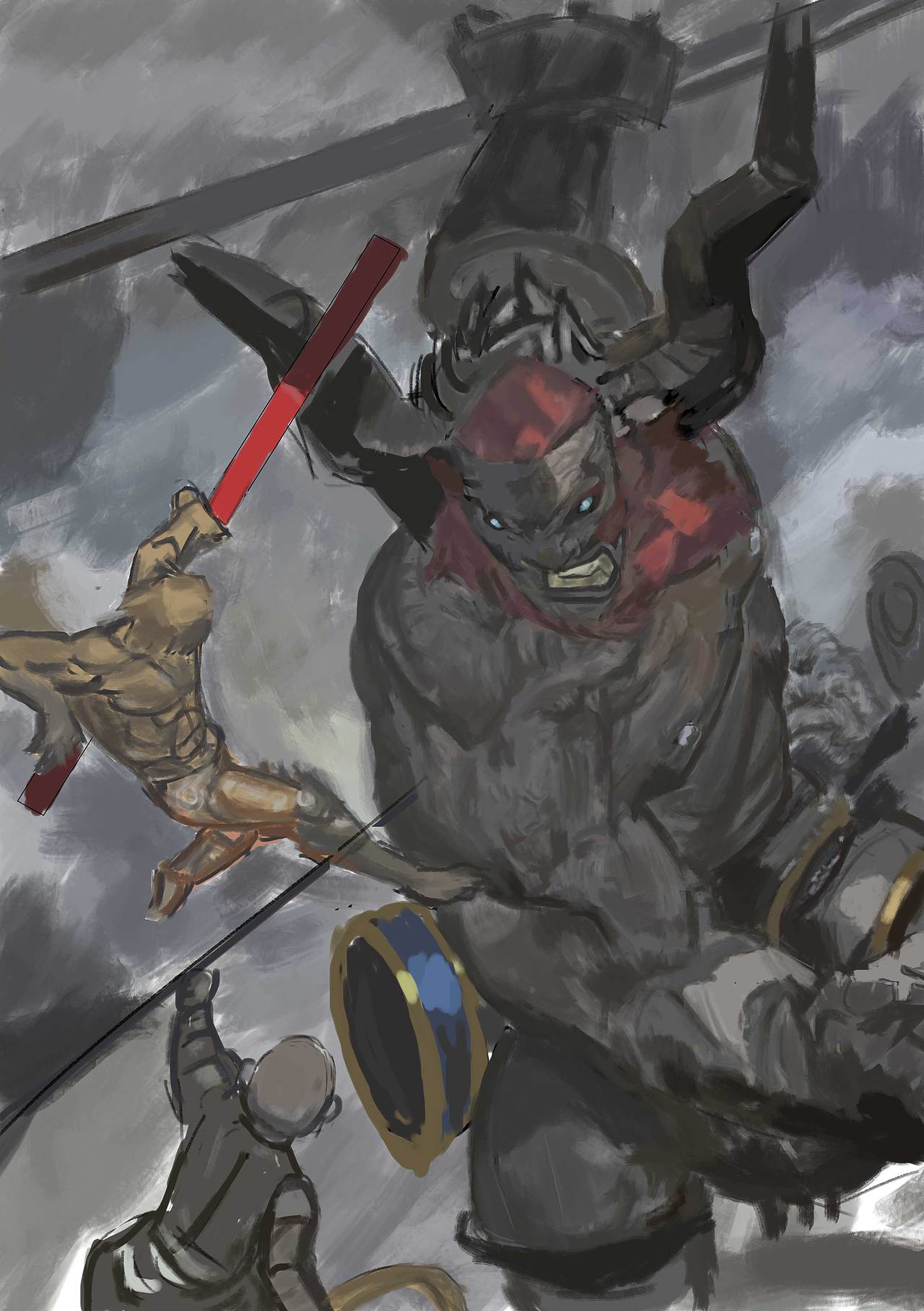 临摹西游记悟空大战牛魔王