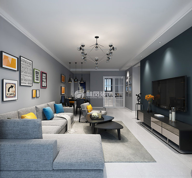 五矿世家金城125平三室两厅现代风格装修效果图