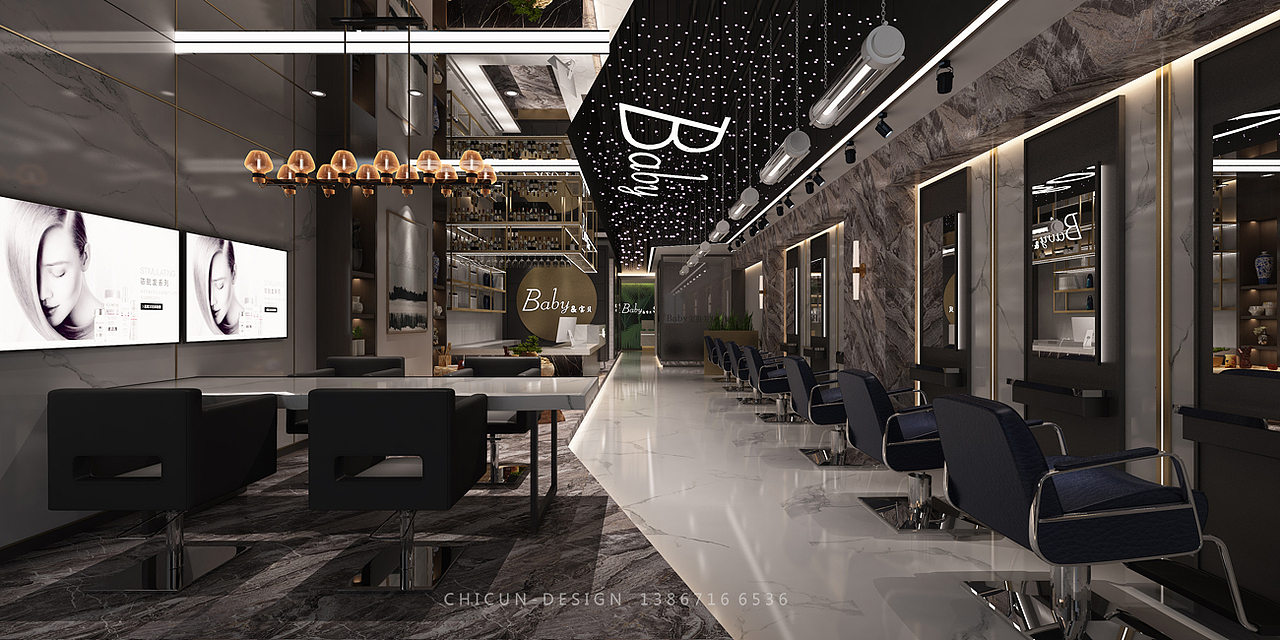 尺寸设计/漂亮宝贝理发店设计室内效果图现代风（图ZMTU2Mzk2Mzk2） - 家装设计 - 站酷设计师尺寸设计原创素材 - 站酷ZCOOL