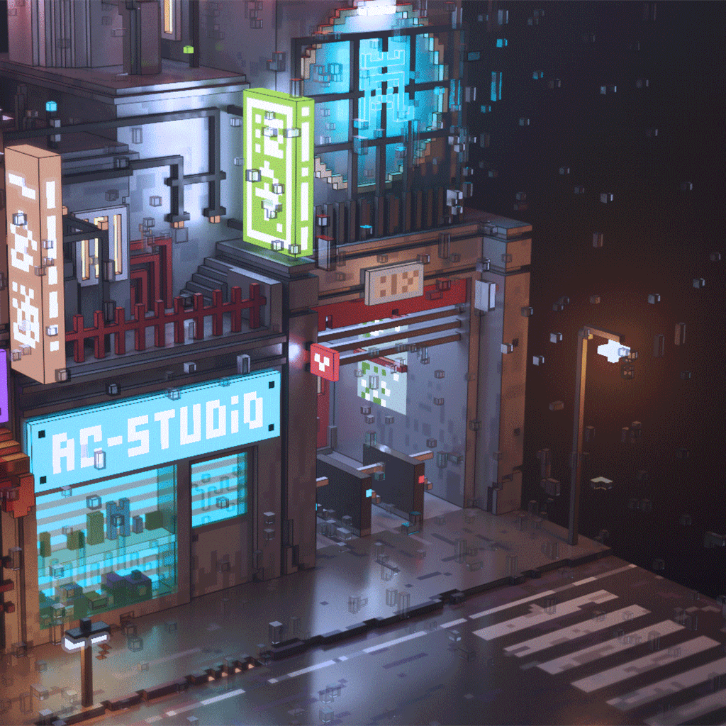 《在雨中 - 寄电街》GIF动画 [MagicaVoxel]（图ZOTg3MzA5MjQ=） - 动画/影视 - 站酷设计师fongocer原创素材 - 站酷ZCOOL