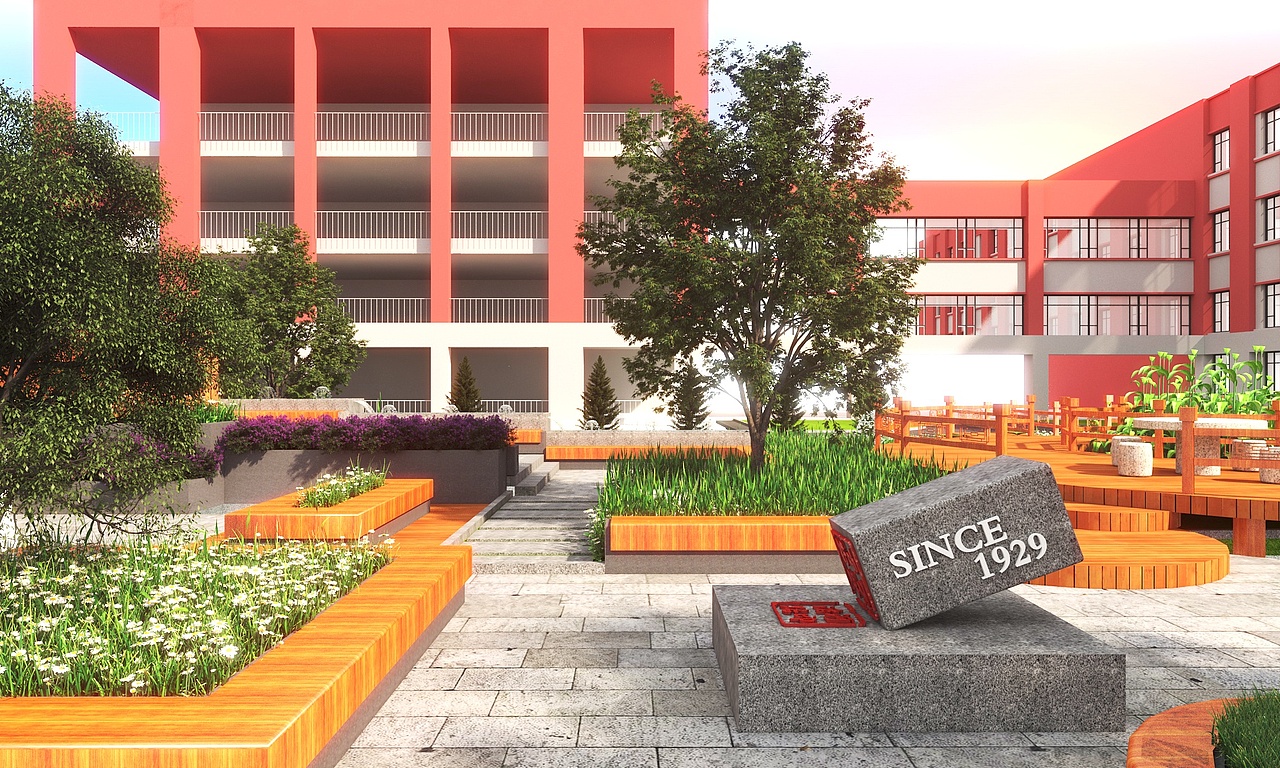 学校景观设计（图ZMjkwMTg0OTI4） - 其他空间 - 站酷设计师奔跑的窝牛原创素材 - 站酷ZCOOL