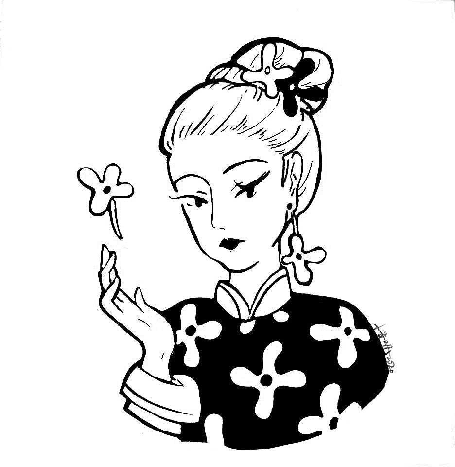 插画 黑白国风少女系列设计（图ZMjMwMzczNjk2） - 创作习作 - 站酷设计师庐山小黄叽原创素材 - 站酷ZCOOL