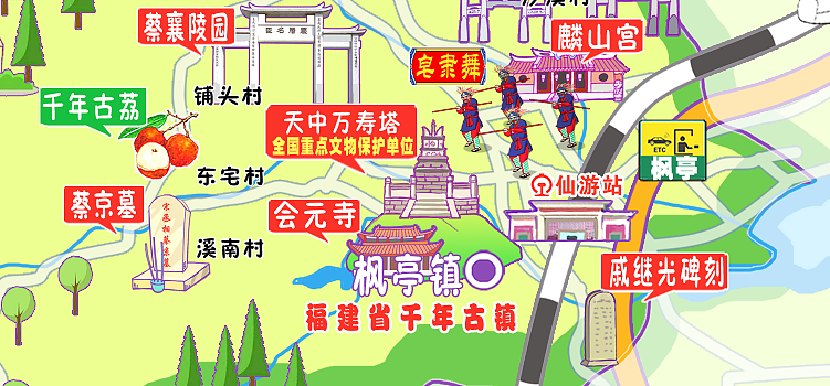 手绘仙游旅游地图