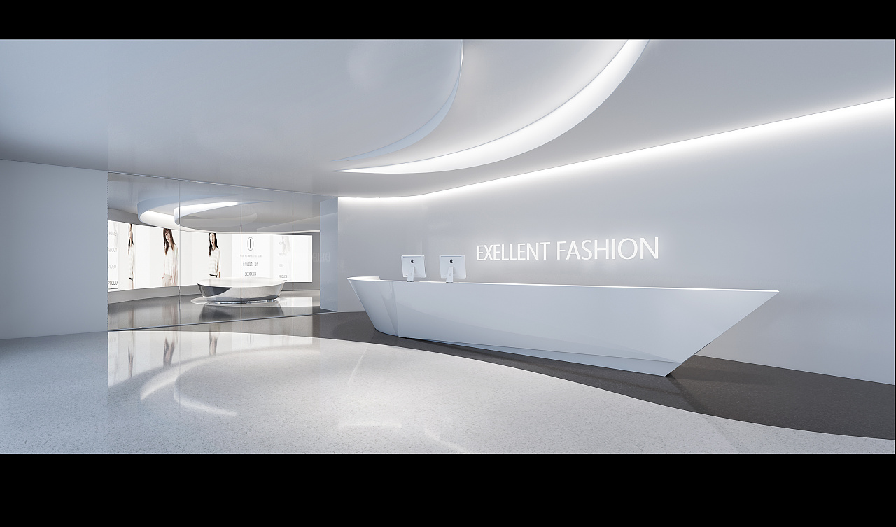 服装设计展厅前台效果图制作
