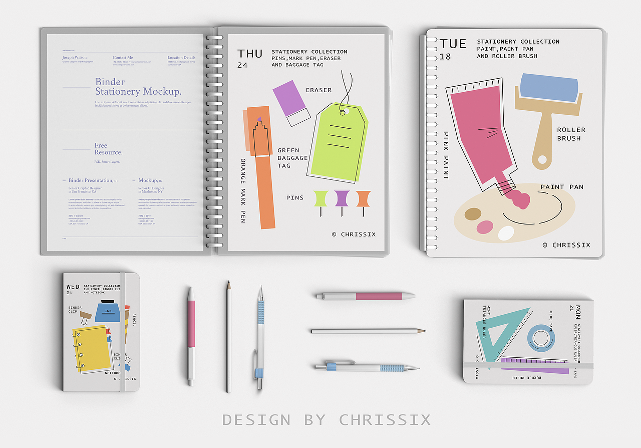 扁平风线条色块文具包装（图ZMjI2NDg2MDYw） - 包装 - 站酷设计师chrissix原创素材 - 站酷ZCOOL