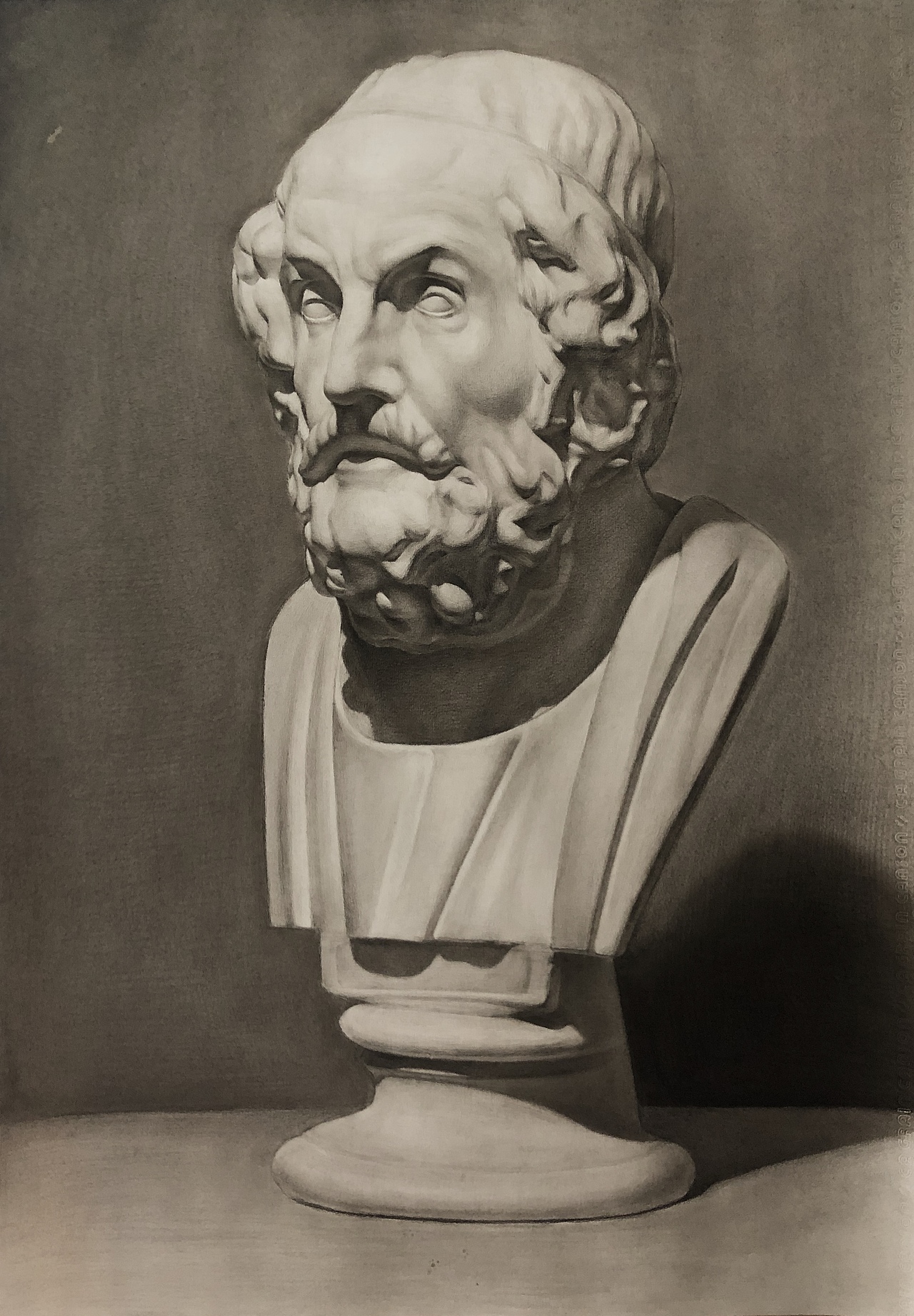 素描石膏像荷马|纯艺术|绘画|红色貂蝉_原创作品-站酷(zcool)