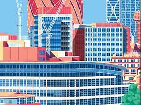 插画楼房Illustration building
