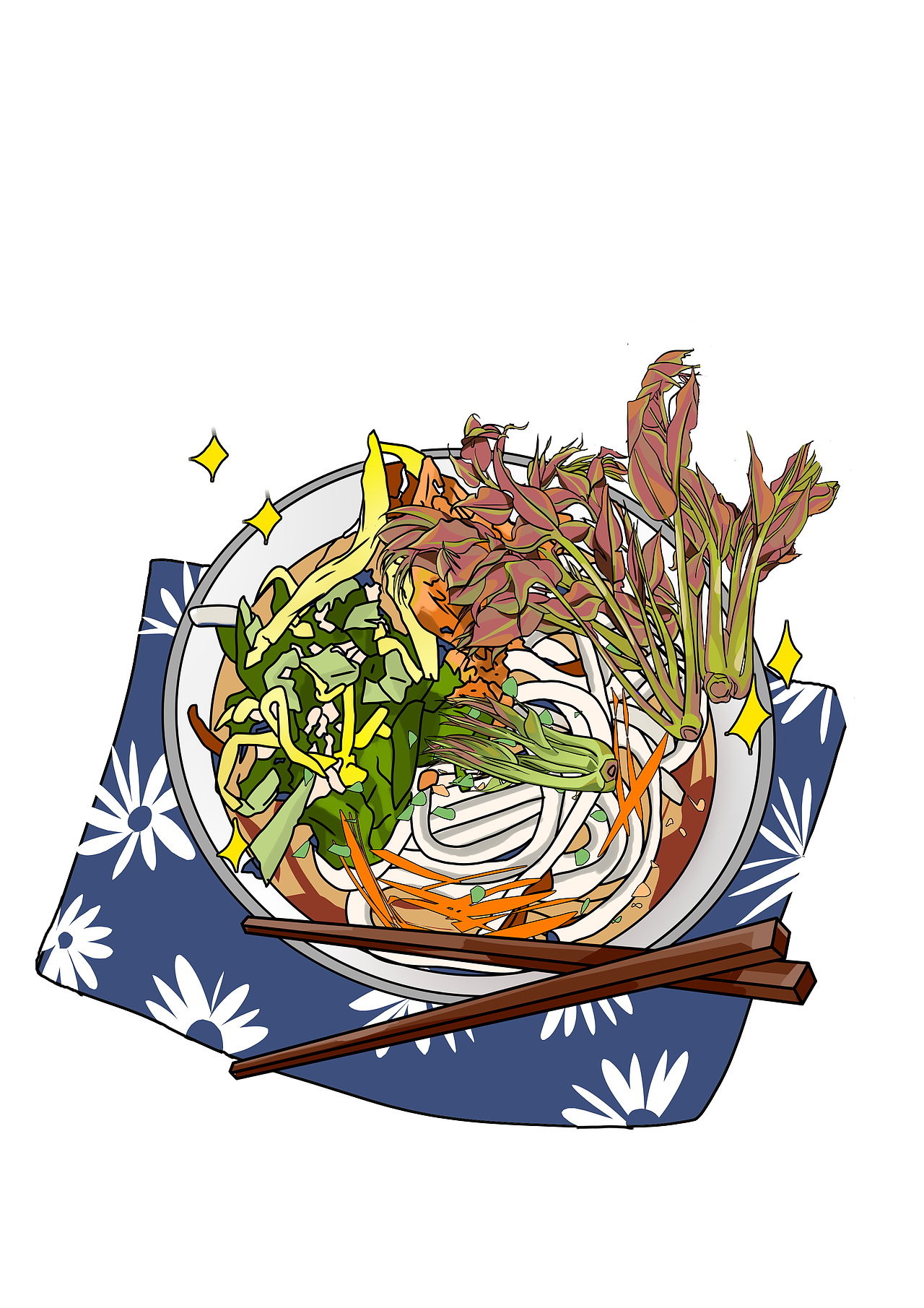 云南美食插画-凉米线（图ZMjY2NjYxMzE2） - 商业插画 - 站酷设计师盒飞原创素材 - 站酷ZCOOL