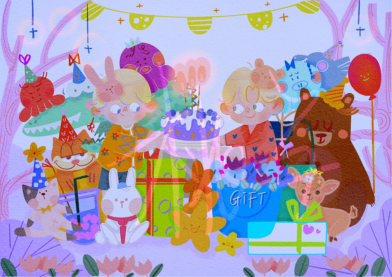 iPadPro绘画中秋节快乐（图ZMjcwOTc5OTk2） - 儿童插画 - 站酷设计师WH桃子原创素材 - 站酷ZCOOL