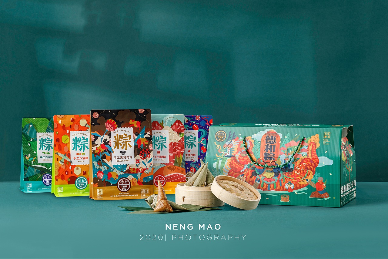 德和罐头.德和香粽礼盒端午粽子拍摄案例。