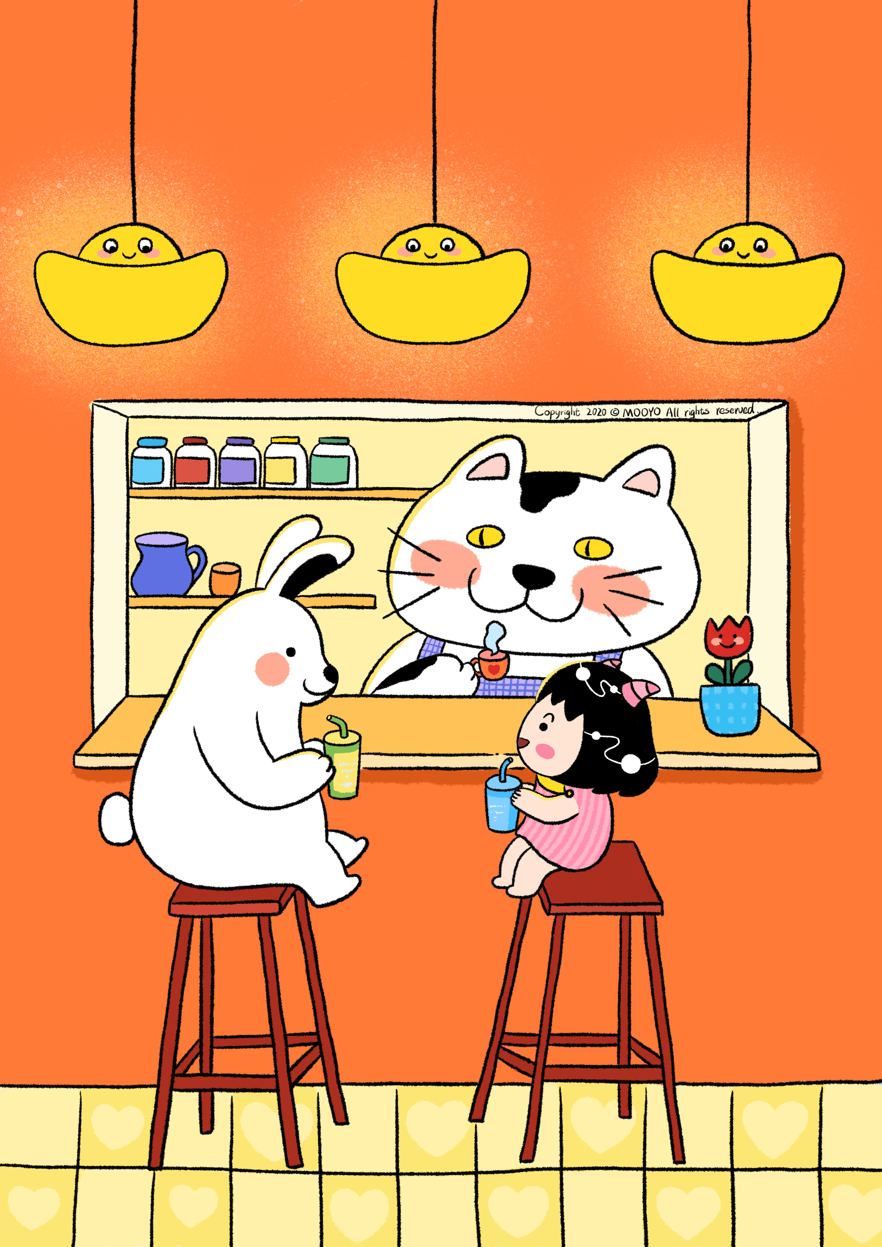 MOOYO 和大兔子 - 遇见甜蜜（图ZMjE4ODE5NTI4） - 艺术插画 - 站酷设计师MOOYO麻药原创素材 - 站酷ZCOOL