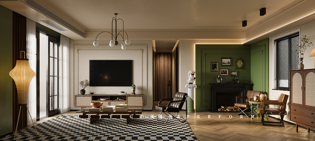 南洋法式+复古橄榄绿，就像走进了走进赫本的家（图ZMzEyOTE2Nzcy） - 家装设计 - 站酷设计师DesignerZtt186原创素材 - 站酷ZCOOL