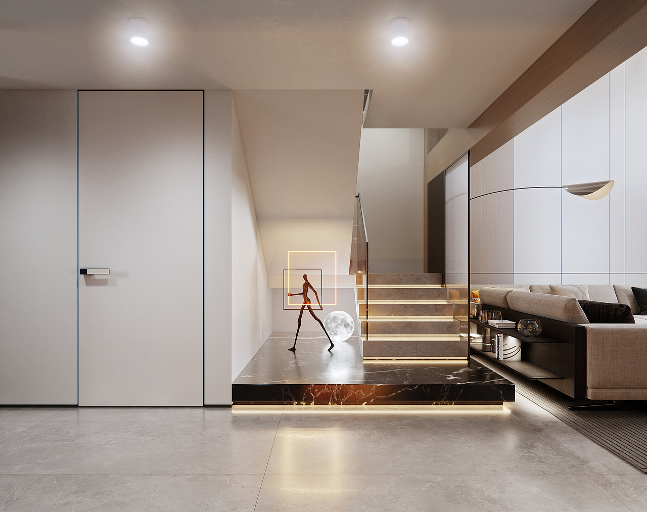 挑空别墅 现代复式客餐厅