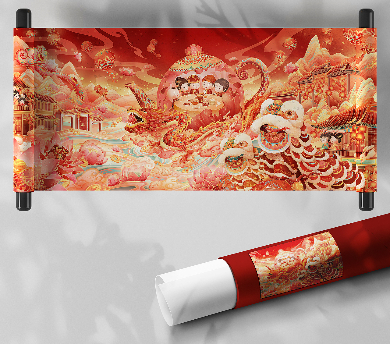 国潮插画 新年茶叶包装插画（图ZMzE4MzIxMjY4） - 商业插画 - 站酷设计师落一一原创素材 - 站酷ZCOOL