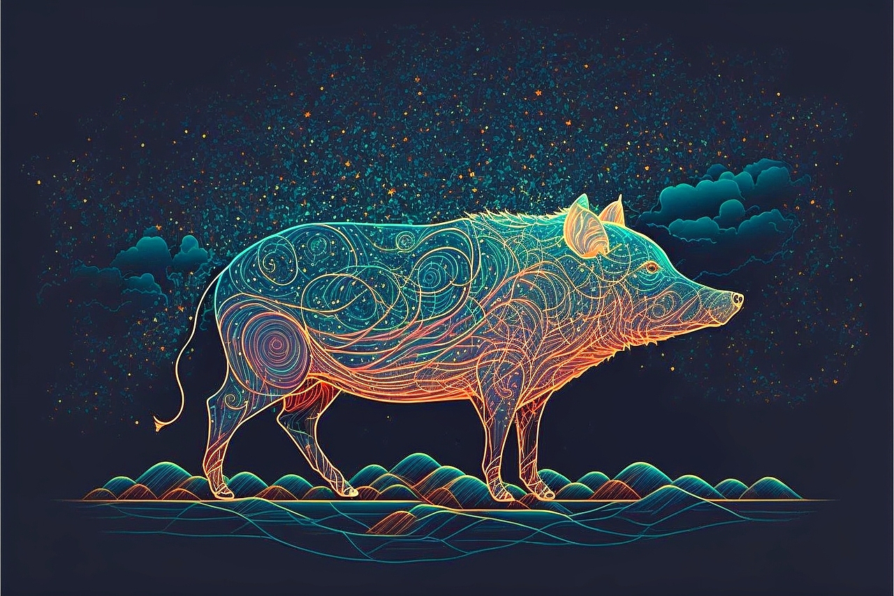 彩色线条十三生肖