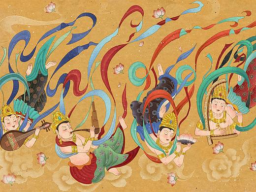 敦煌屏保（个人主页-ZNTM0MTMwMjQ=） - 商业插画 - 站酷设计师仓扁鱼宝宝原创素材 - 站酷ZCOOL