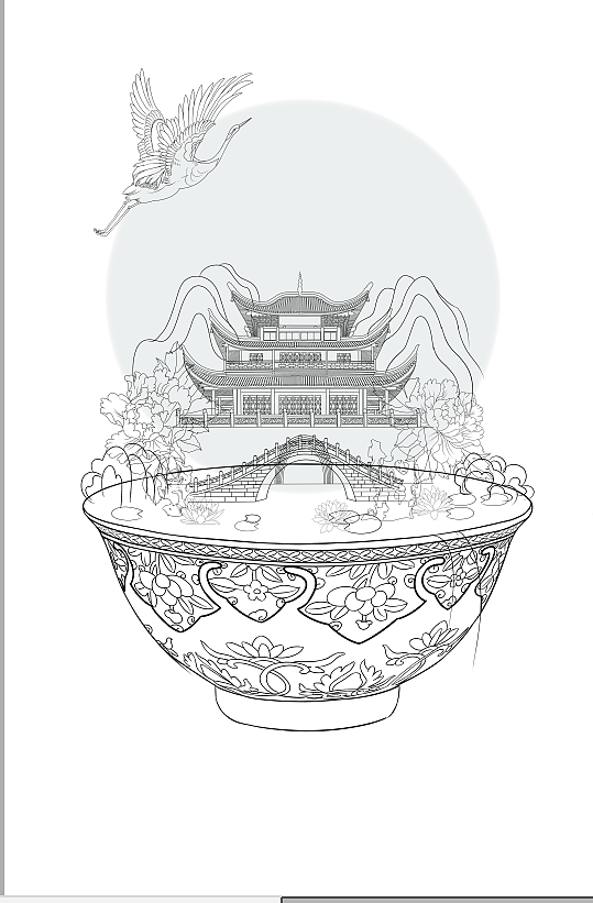 国风插画-湖光山青