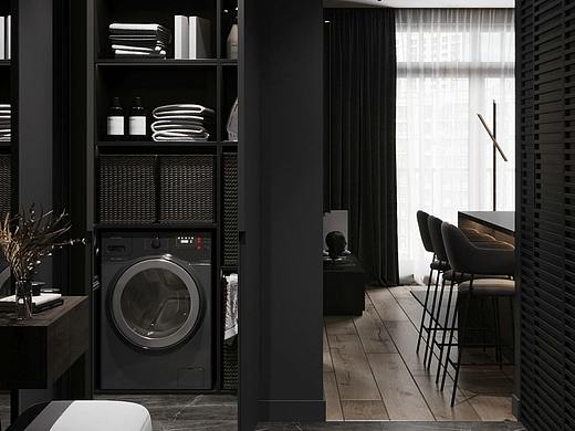 高級黑公寓 豐富極具有質(zhì)感（個人主頁-ZNTEyNDc2MTI=） - 家裝設(shè)計 - 站酷設(shè)計師張美麗效果圖原創(chuàng)素材 - 站酷ZCOOL