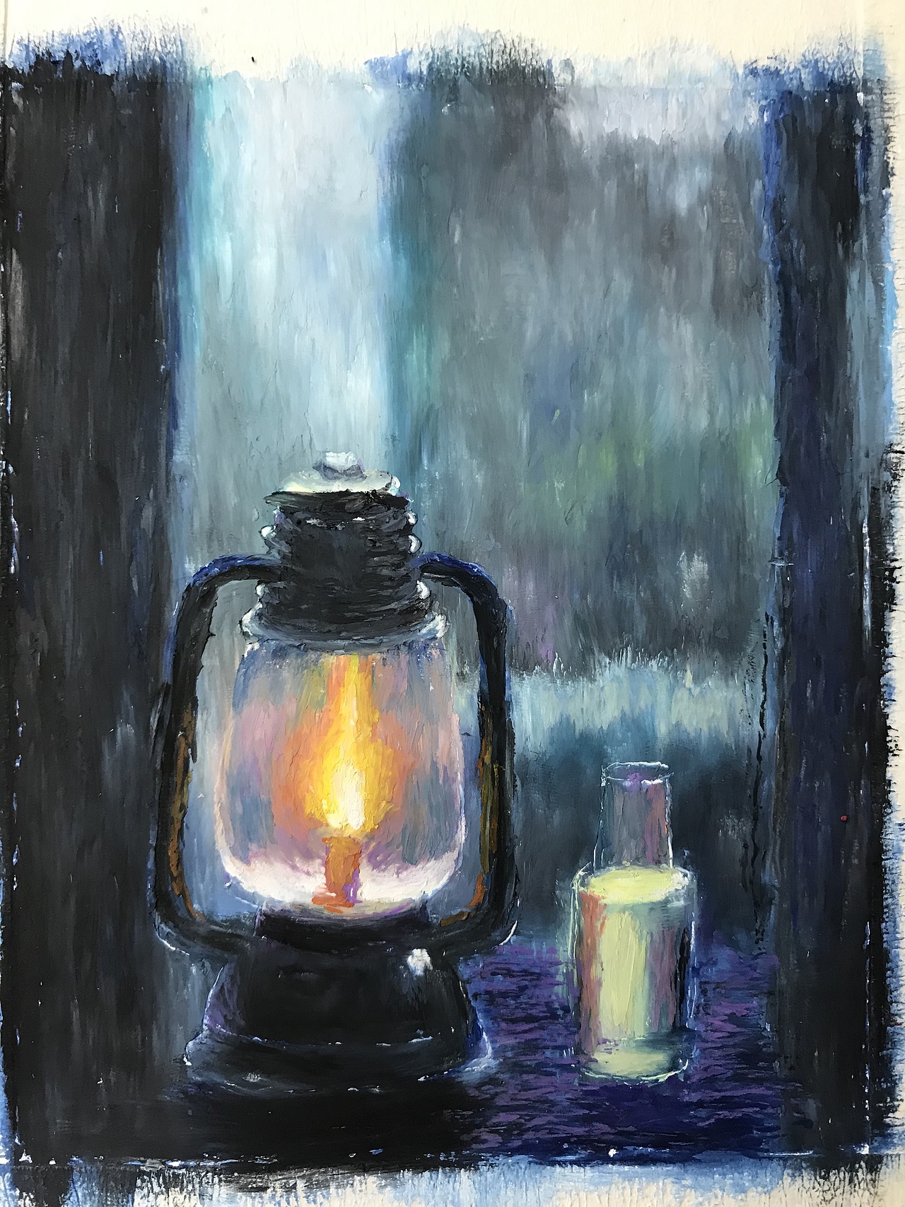 油画棒|点一盏灯等一个人.含步骤图