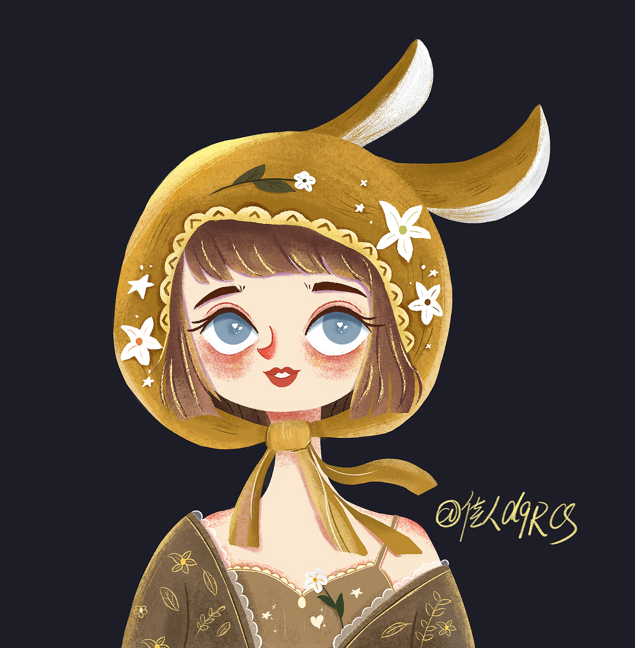 插画 花和少女头像（图ZMjMxMzQxNDMy） - 海报 - 站酷设计师佳人双双原创素材 - 站酷ZCOOL