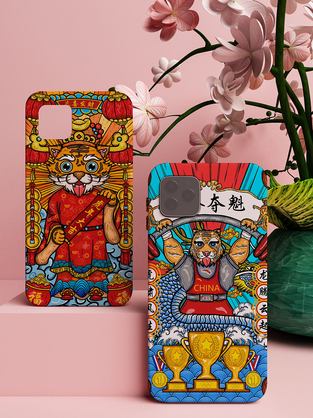 一些国潮老虎插画