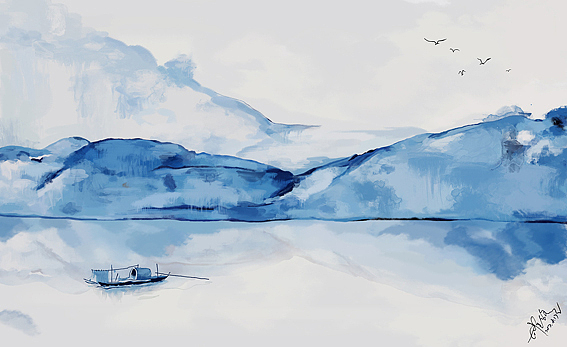 水墨山水（图ZMTA5NTM3MzQ0） - 商业插画 - 站酷设计师艺轩绘本原创素材 - 站酷ZCOOL