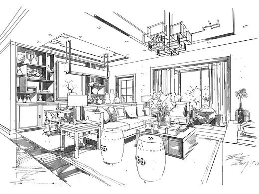 室内设计手绘作品分享（2）家装空间线稿