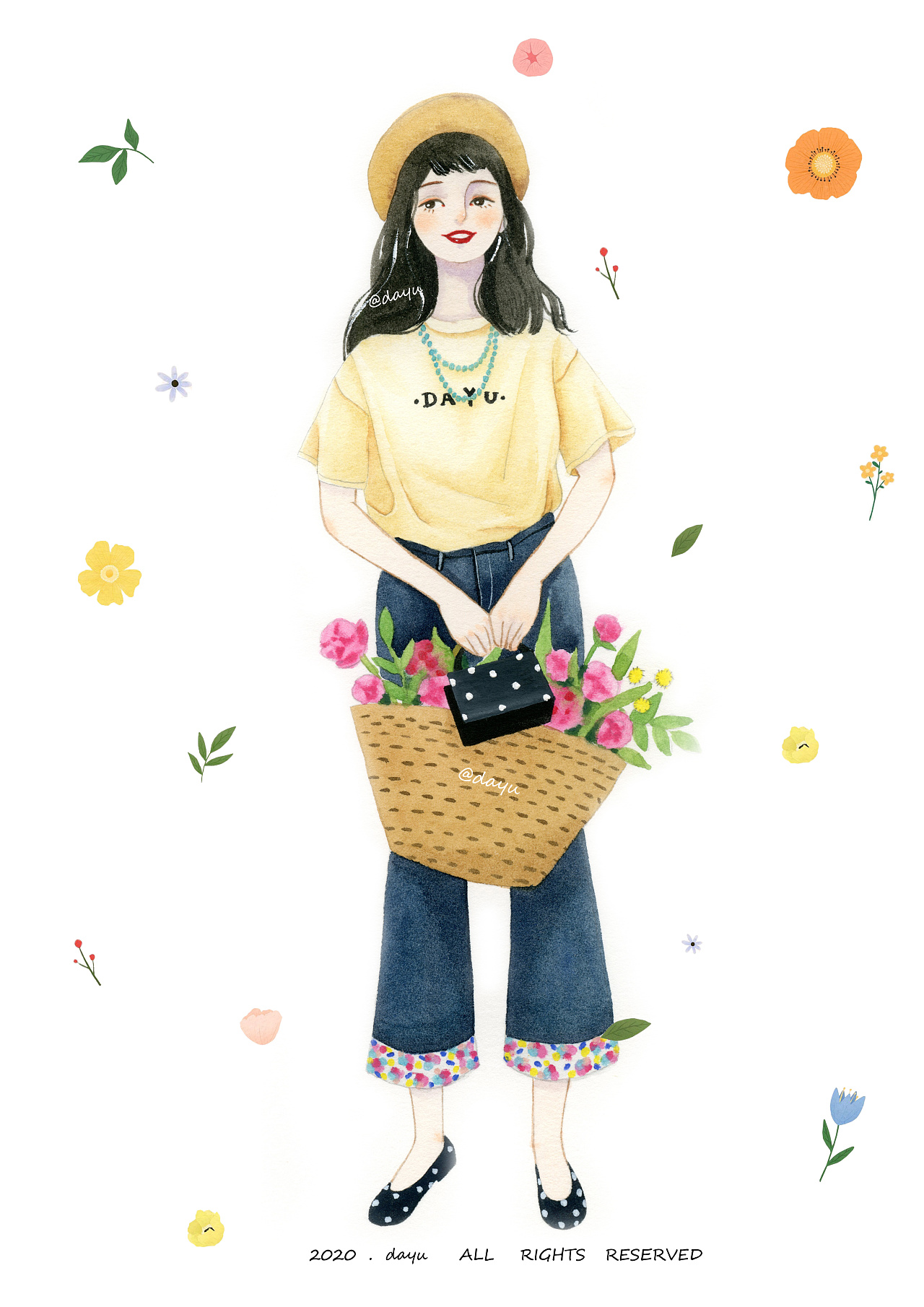 少女插画|元气满满的春日女孩