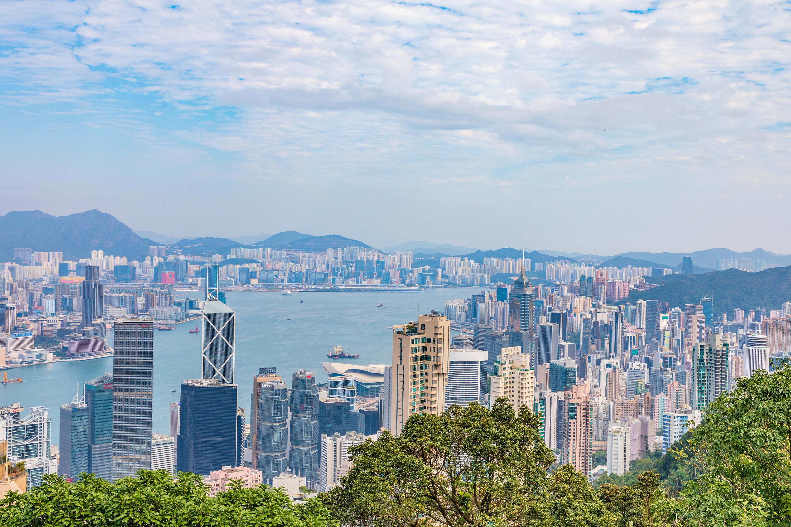 香港太平山顶港岛径1一段中环维多利亚港