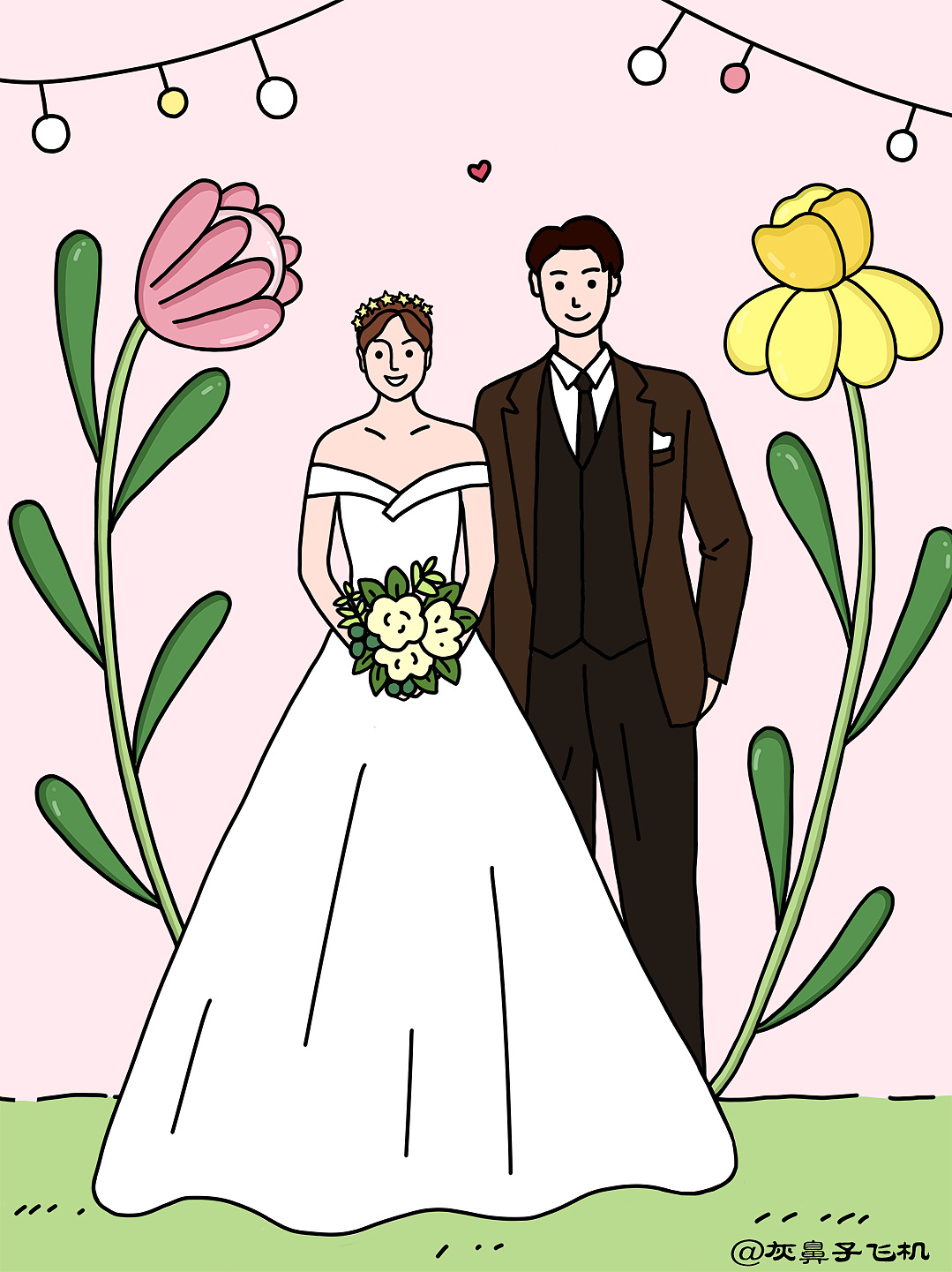 原创手绘婚纱照|插画|创作习作|灰鼻子灰机 - 原创作品 - 站酷 (zcool