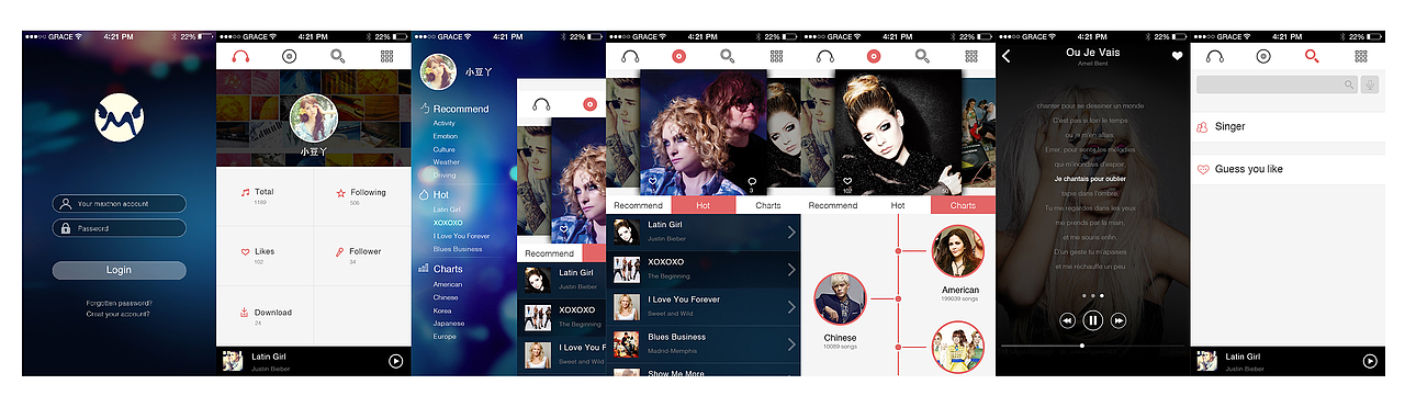 MU MUSIC interface（图ZMTkwMTM0NzI=） - APP界面 - 站酷设计师mengsijia原创素材 - 站酷ZCOOL