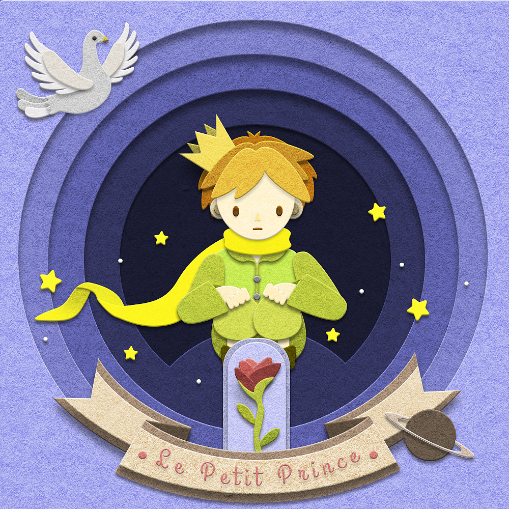 插画 | 剪纸风之玫瑰与小王子