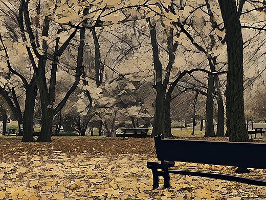 #站酷梦笔#在一个安静的公园里一个人独自坐在长椅上，（个人主页-ZNjQzOTYzMDg=） - AI作品 - 站酷设计师Bilnap原创素材 - 站酷ZCOOL