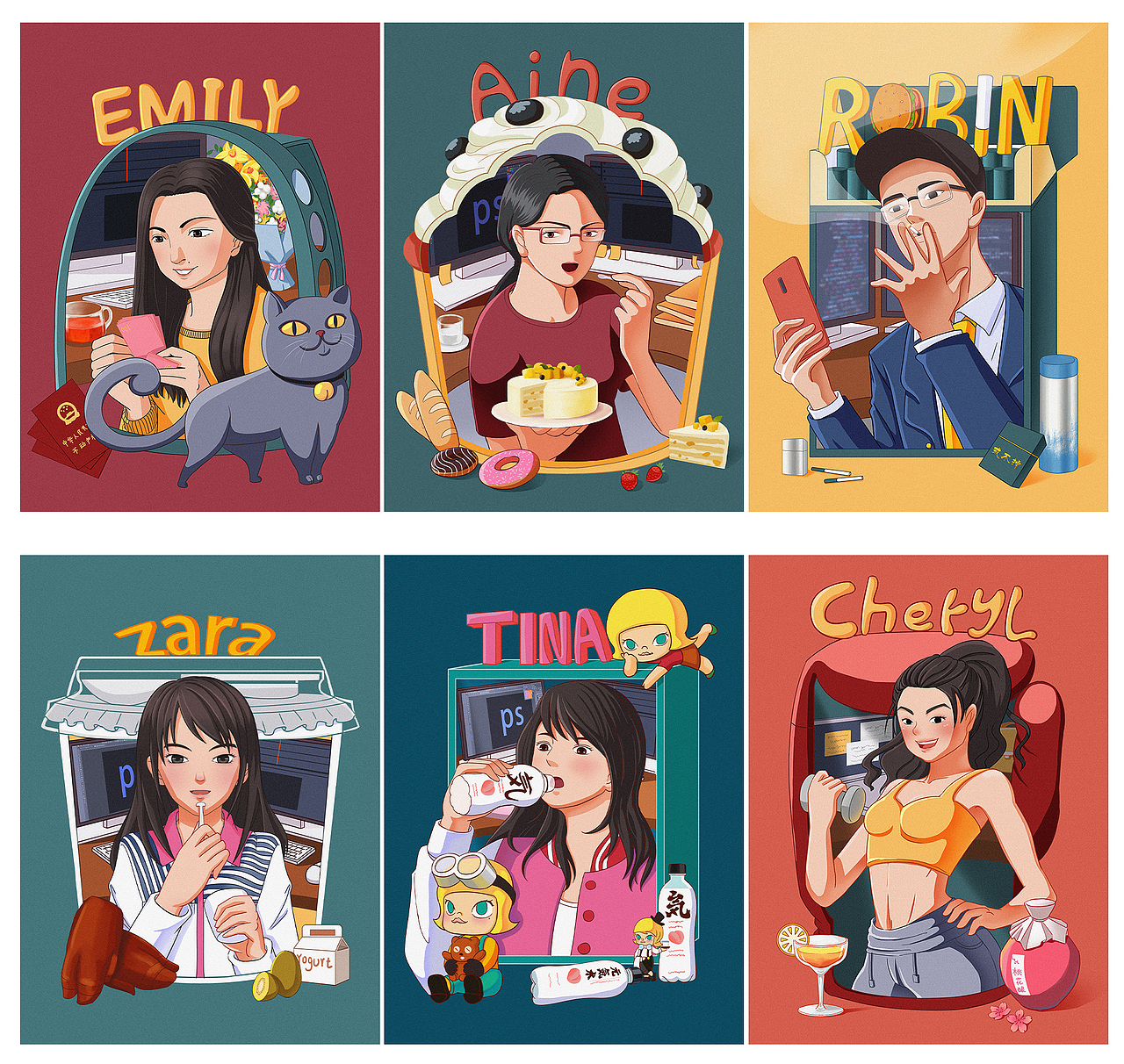 原创人物插画小景