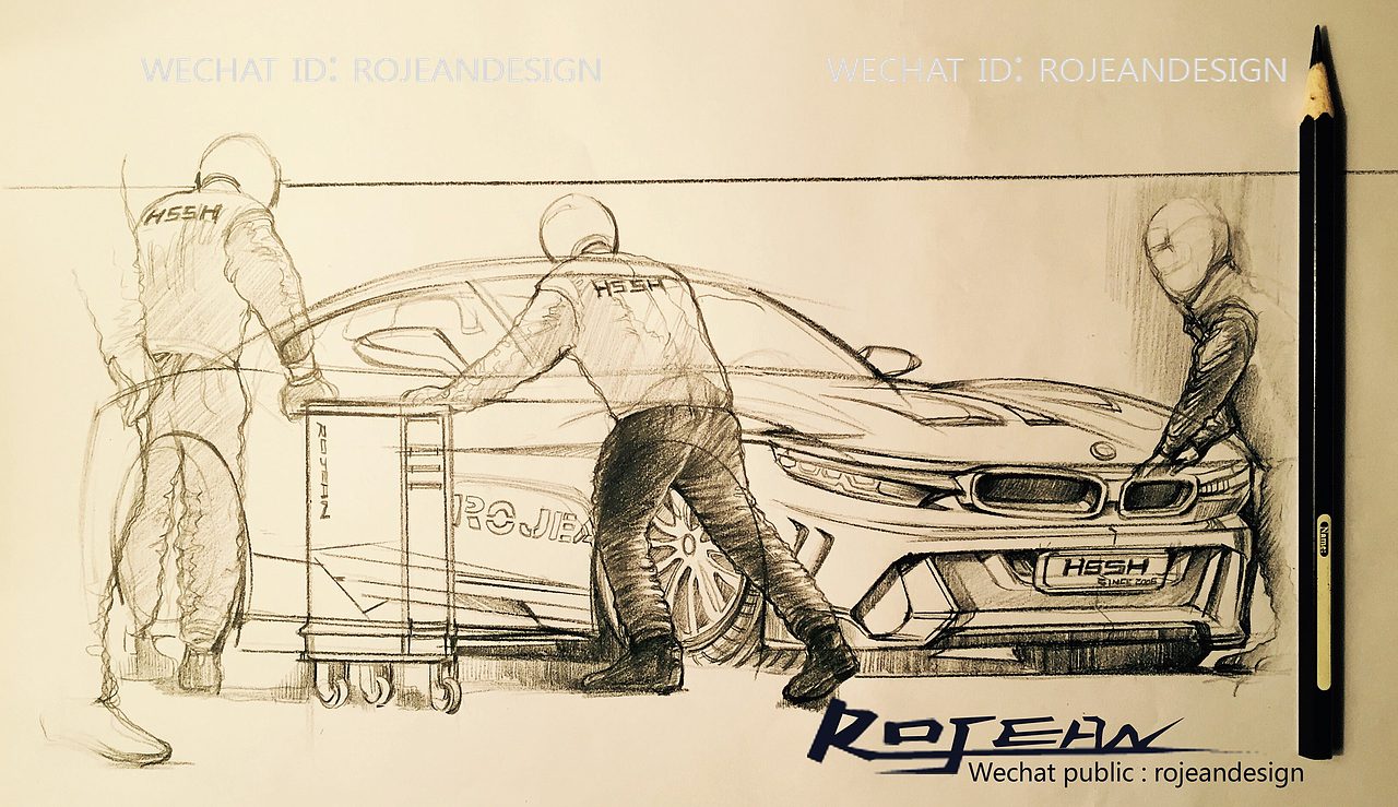 赛车拉力赛设计手绘过程