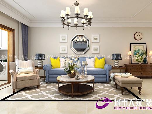 中建锦绣城三室两厅130平美式风格装修效果图 