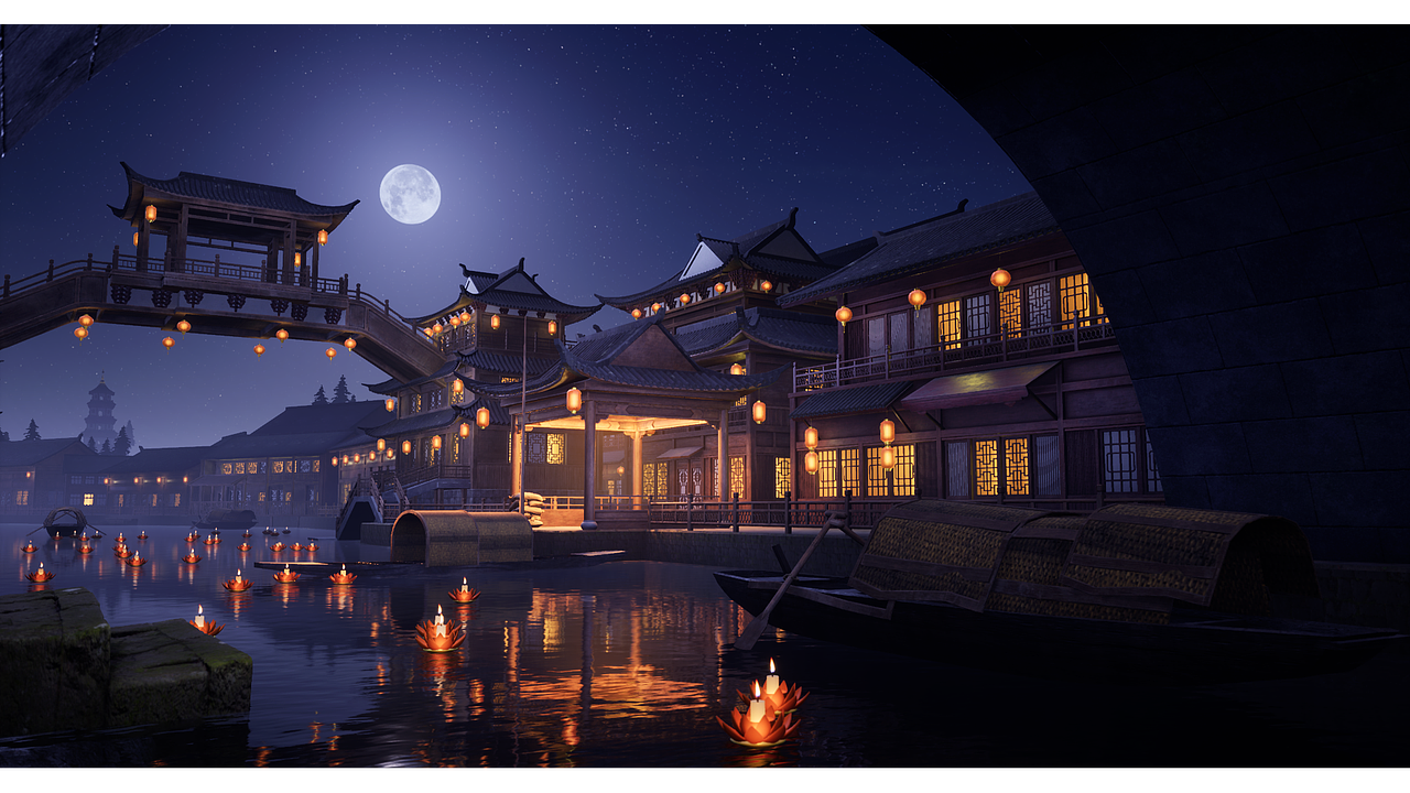 江南水乡（古风）ue4-maya（图ZMjc1NDY4MzQ0） - 场景 - 站酷设计师Z66057473原创素材 - 站酷ZCOOL