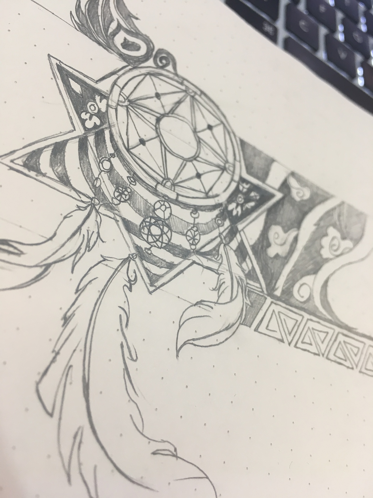 纹身手稿"梦" 花臂