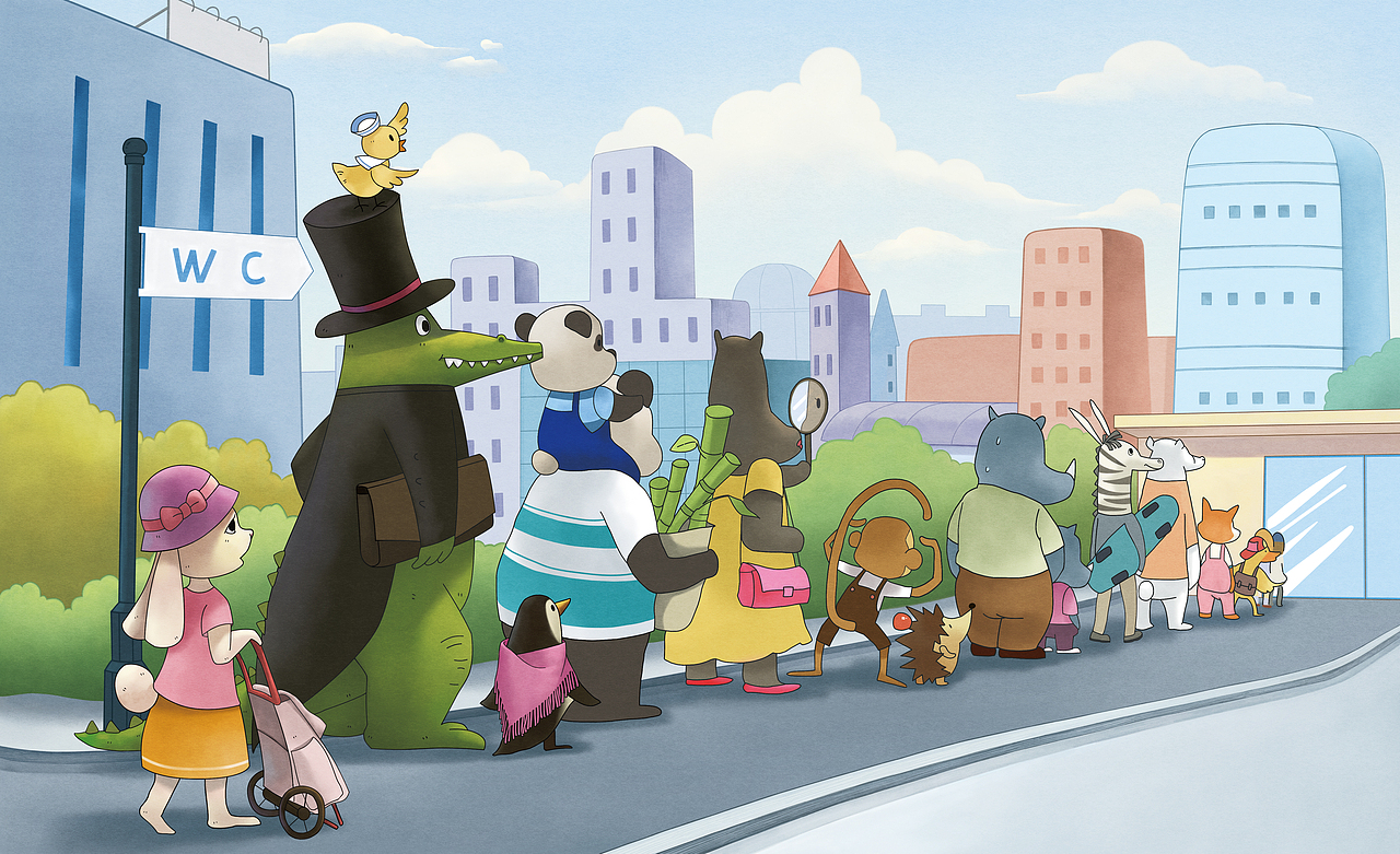 谁在厕所里? br>外面的队伍越排越长了!