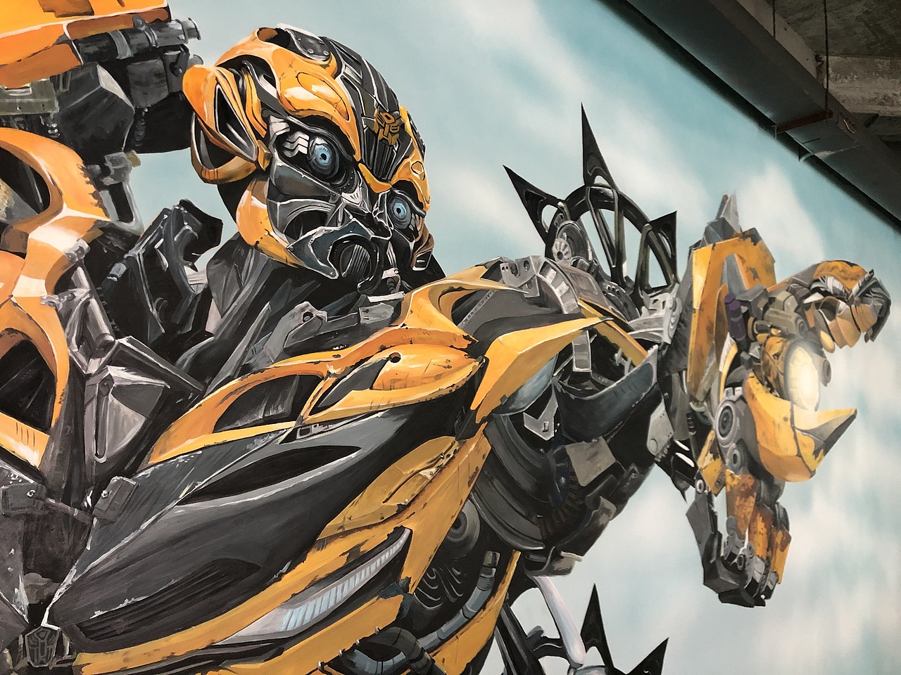 汽车服务中心大黄蜂墙绘