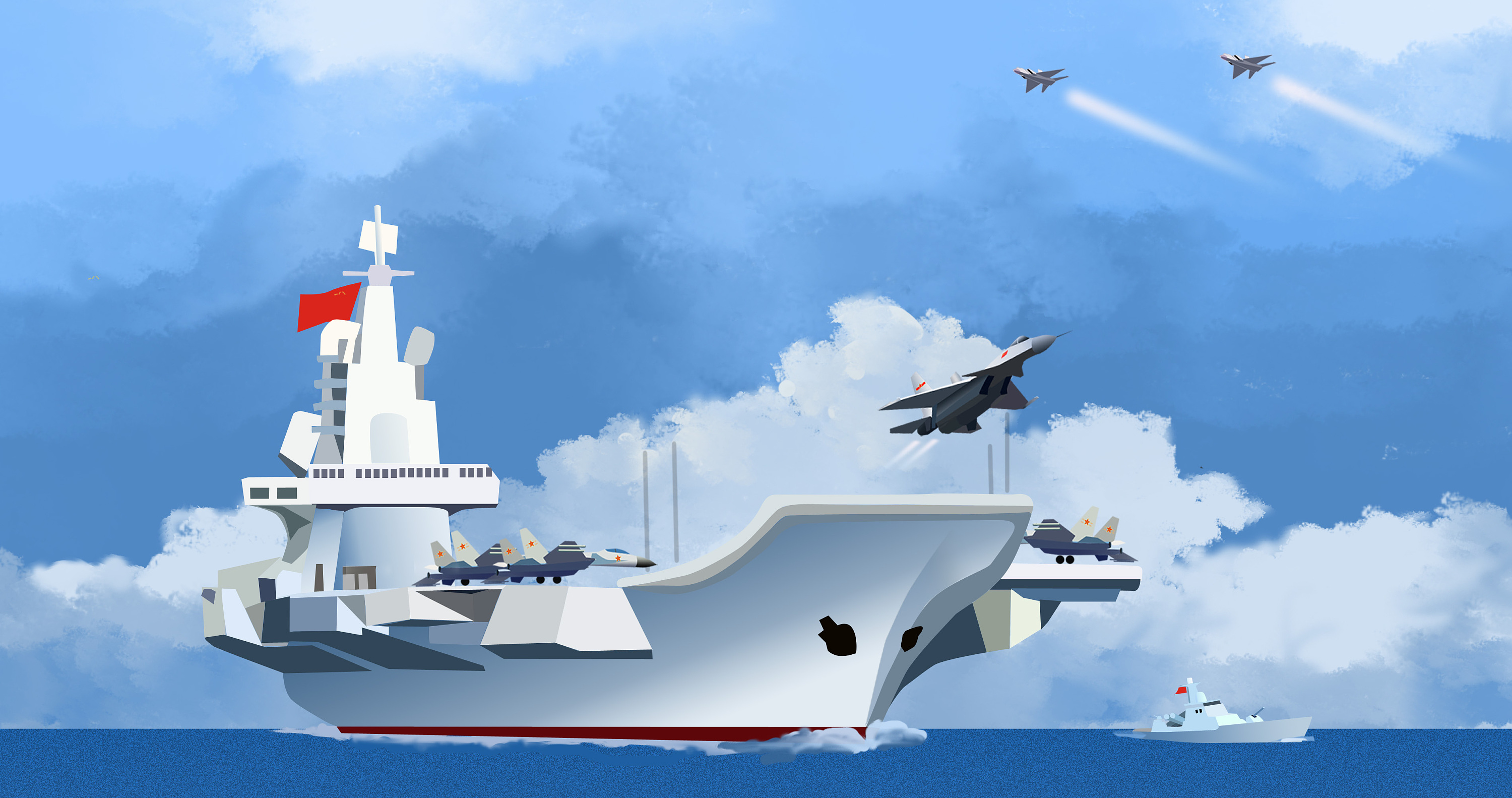 八一建军节之海军竖版插画图片-千库网