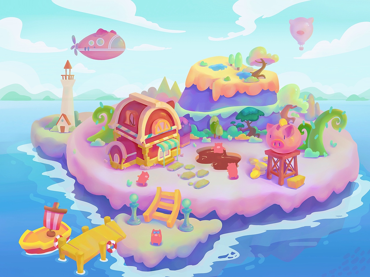 猪猪星人岛（图ZMjc2OTQ1MTg0） - 游戏原画 - 站酷设计师走刀口之兔原创素材 - 站酷ZCOOL