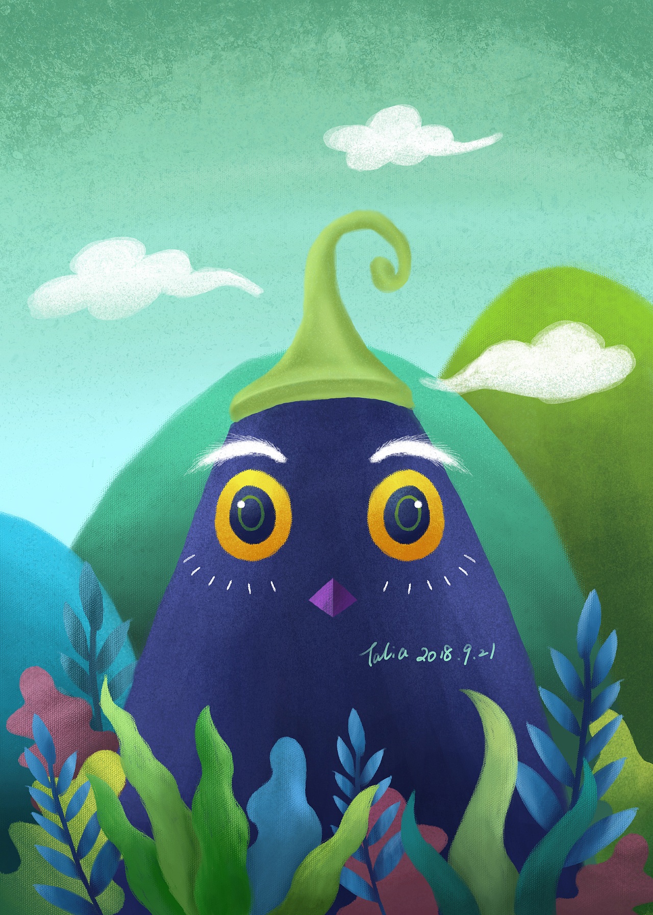 #每周临摹#临摹插画小鸟复古笔触