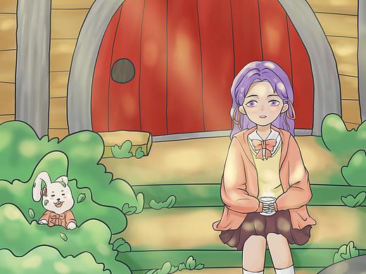 森林小屋女孩的下午茶