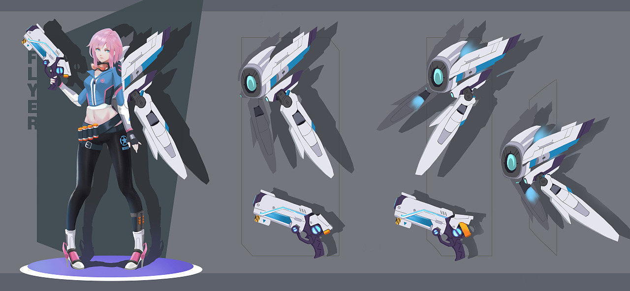 机娘背包及武器（图ZOTU1MDIwNDQ=） - 游戏原画 - 站酷设计师蛋黄Fan原创素材 - 站酷ZCOOL